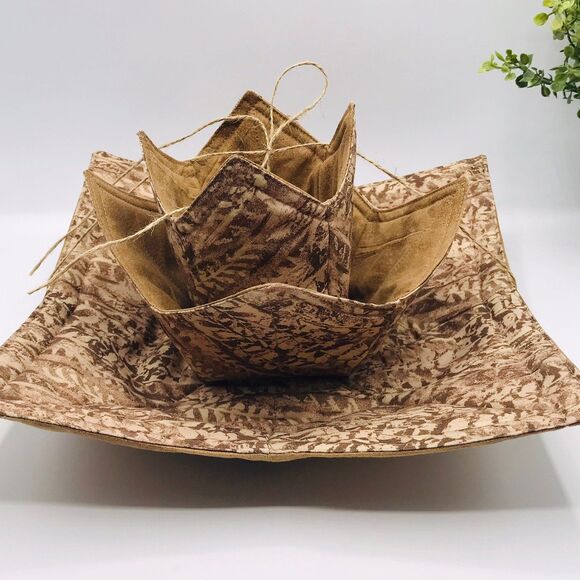 Microwave Bowl Cozy Gift Set, Plate, Soup, and Pint Size, Tan Beige Color - Picture 1 of 9